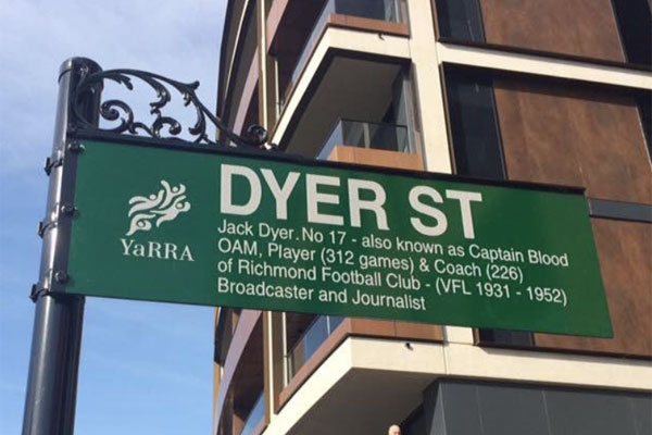 Article image for Richmond street sign named for Tigers legend Jack Dyer taken down