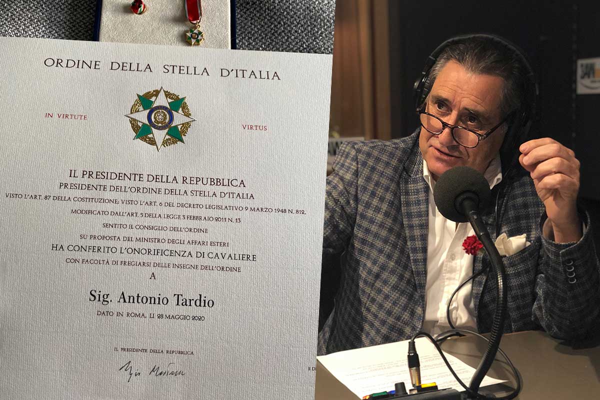 3AW newsreader Tony Tardio has been awarded an Italian Knighthood