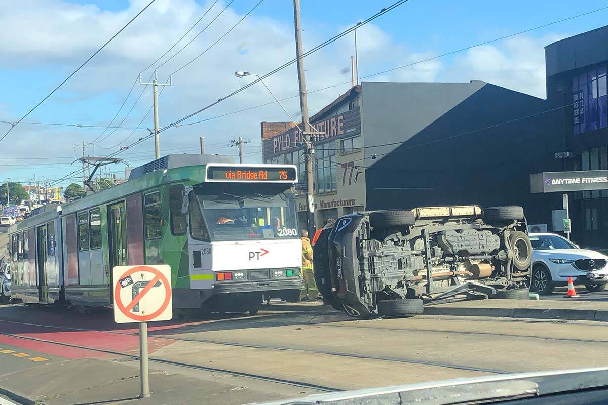 Article image for Dramatic car v tram collision on Burwood Highway