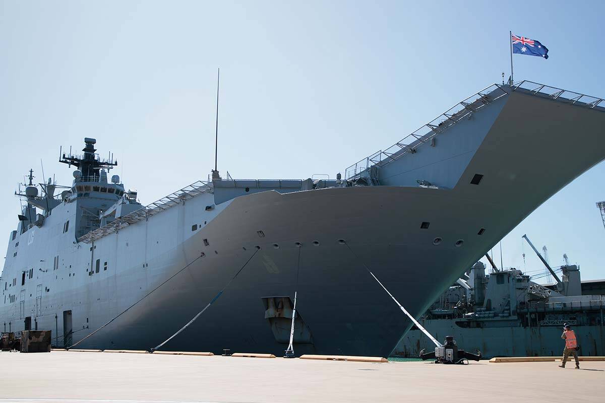 Article image for HMAS Adelaide arrives in Port Melbourne ahead of Anzac Day