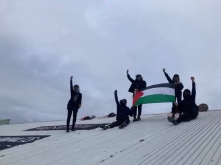 Article image for Pro-Palestine activists stage protest on Bayswater factory roof