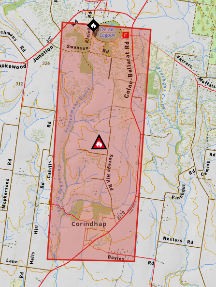 Article image for Out of control grassfire threatening Dereel and Corindhap