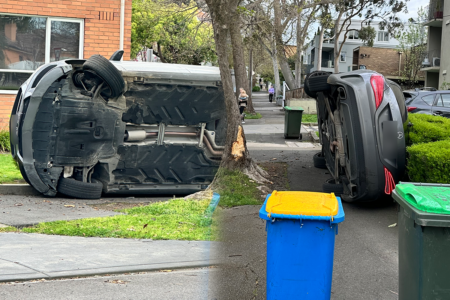 Hoons chased down by high-profile AFL coach after crash in Melbourne’s inner-east