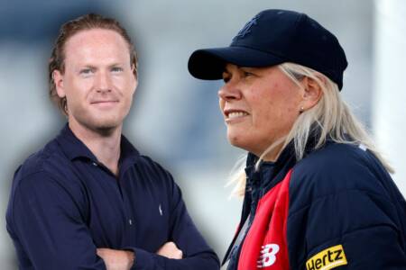 Sam McClure reacts to Melbourne president Kate Roffey stepping down