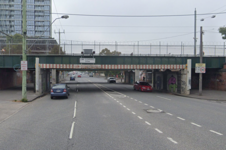 Truck in pieces after hitting Montague Street Bridge