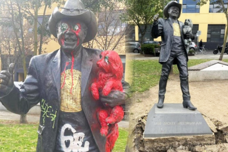 ‘Horrible’ vandals taken to task as Molly Meldrum statue is defaced for the second time